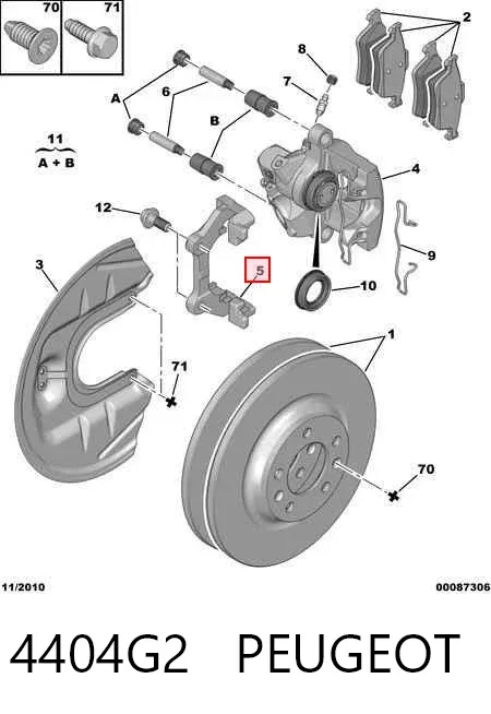 Braçadeira do freio de suporte traseiro 4404G2 Peugeot/Citroen