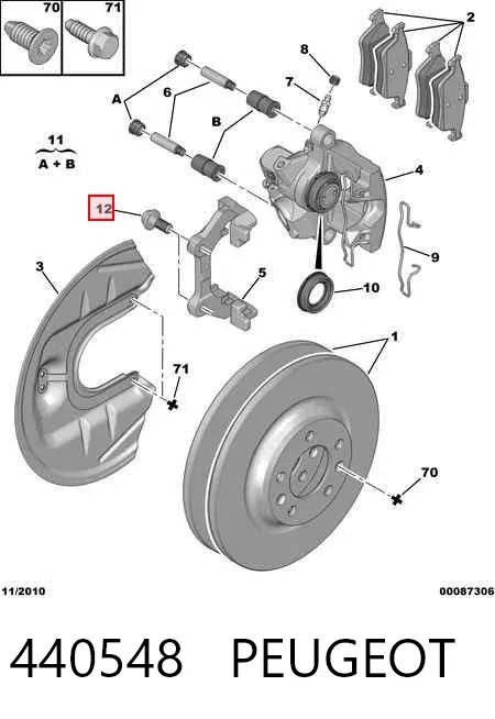Parafuso do freio de suporte 440548 Peugeot/Citroen