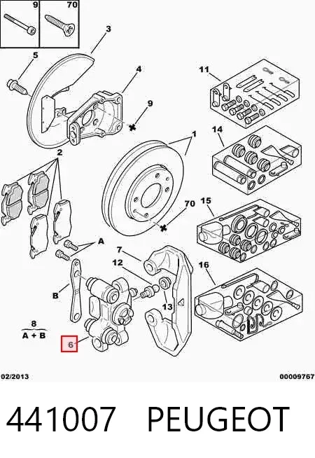 Suporte do freio traseiro esquerdo 441007 Peugeot/Citroen