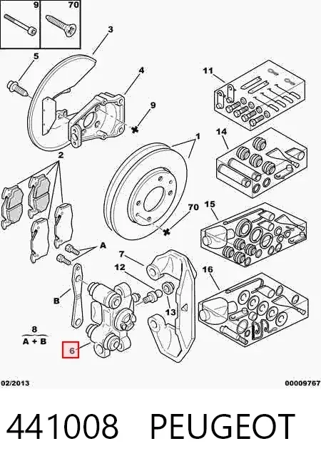 Suporte do freio traseiro direito 441008 Peugeot/Citroen