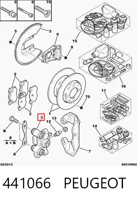 Suporte do freio traseiro direito 441066 Peugeot/Citroen