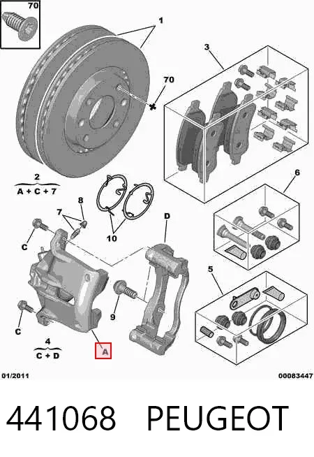 Suporte do freio dianteiro direito 441068 Peugeot/Citroen