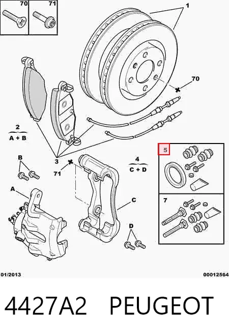 Kit de reparação de suporte do freio dianteiro 4427A2 Peugeot/Citroen