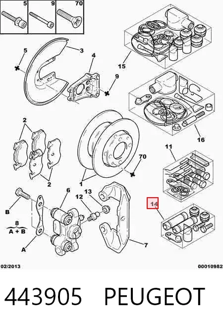 Guia de suporte dianteiro 443905 Peugeot/Citroen