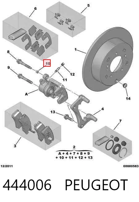 Bota de proteção de suporte guia do freio dianteiro 444006 Peugeot/Citroen