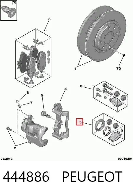 Kit de reparação de suporte do freio dianteiro 444886 Peugeot/Citroen