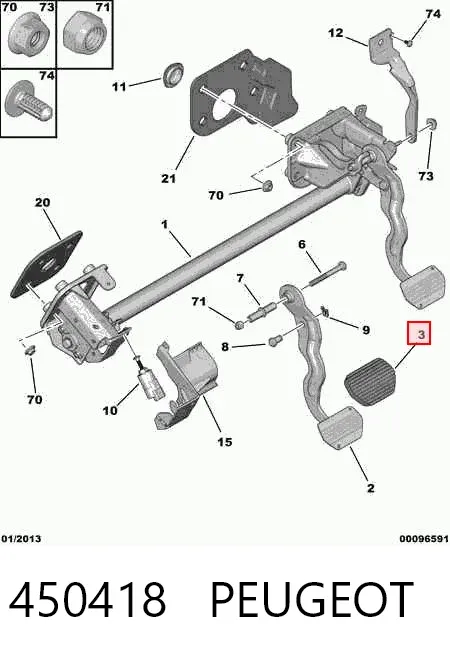 Placa sobreposta de pedal do freio 450418 Peugeot/Citroen
