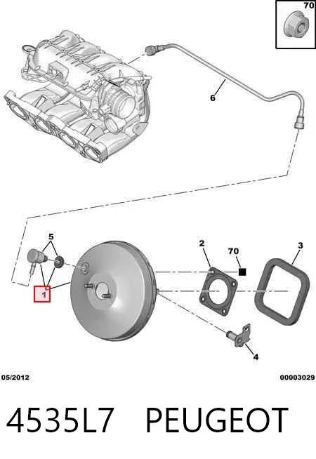 Reforçador dos freios a vácuo 4535L7 Peugeot/Citroen