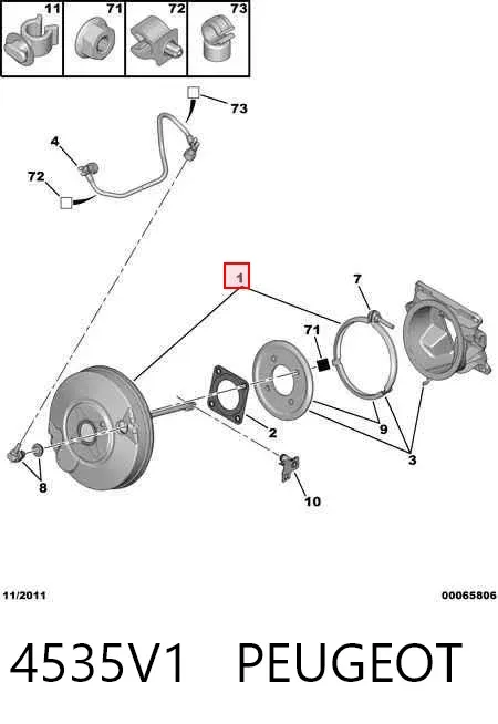 Reforçador dos freios a vácuo 4535V1 Peugeot/Citroen