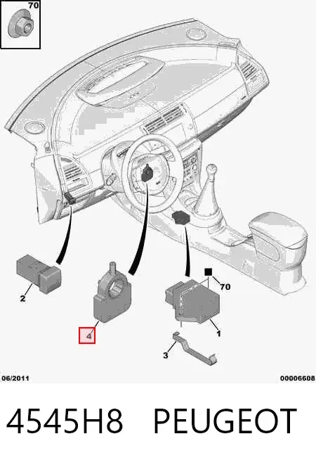 Sensor do ângulo de viragem do volante de direção 4545H8 Peugeot/Citroen