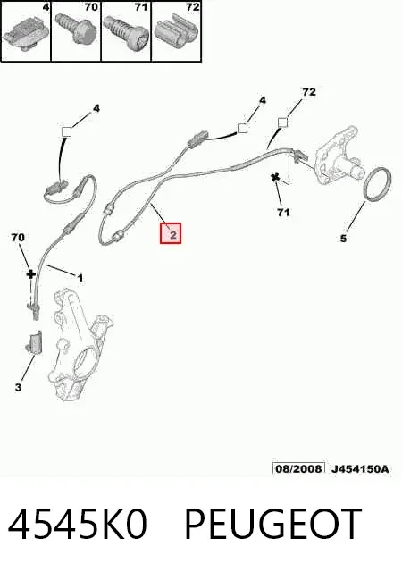 Sensor ABS traseiro 4545K0 Peugeot/Citroen