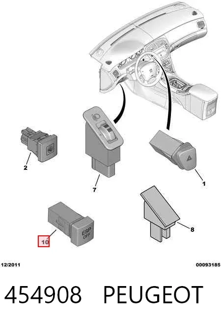 Botão de ativação ESP 454908 Peugeot/Citroen