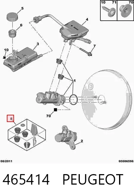 Kit de reparação de cilindro mestre do freio Peugeot 607 9D, 9U