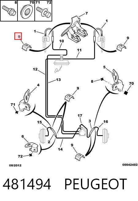 Braçadeira de fixação do freio de mangueira 481494 Peugeot/Citroen
