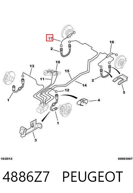 Mangueira do freio traseira direita 4886Z7 Peugeot/Citroen