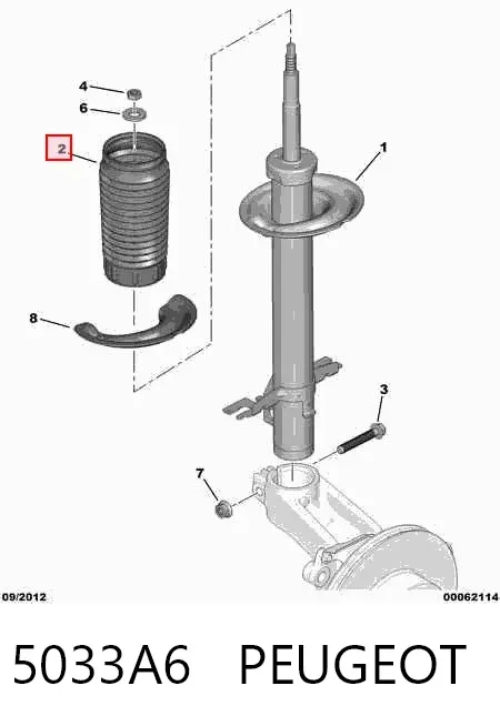 Bota de proteção de amortecedor dianteiro 5033A6 Peugeot/Citroen