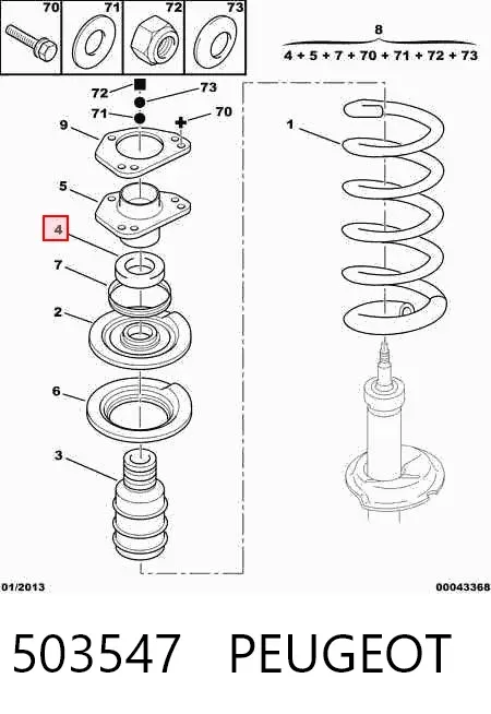 Rolamento de suporte do amortecedor dianteiro 503547 Peugeot/Citroen