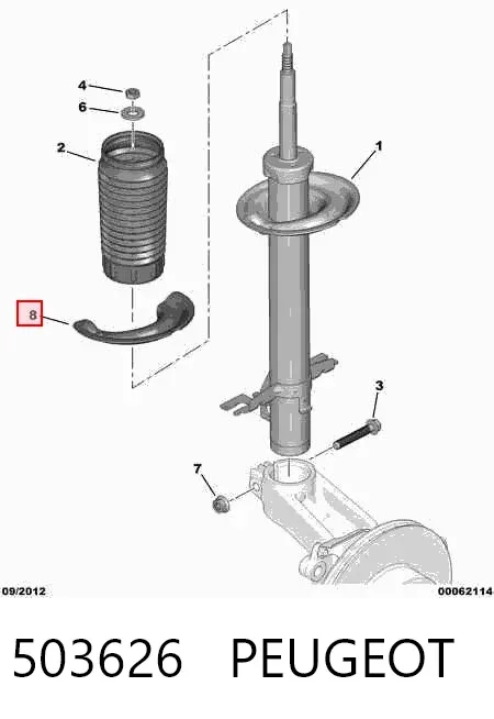 Espaçador (anel de borracha) da mola dianteira inferior 503626 Peugeot/Citroen