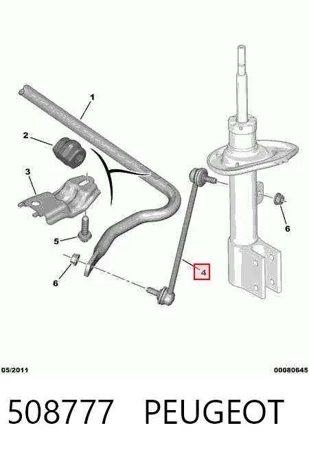 Montante de estabilizador dianteiro 508777 Peugeot/Citroen
