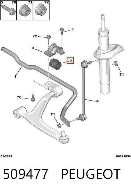 Bucha de estabilizador dianteiro 509477 Peugeot/Citroen