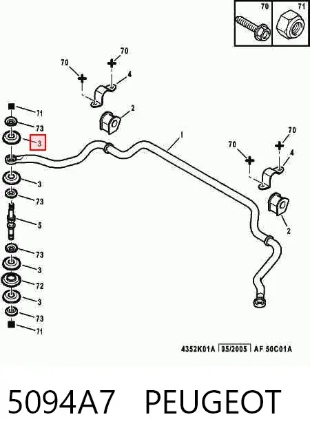 Bucha de suporte dianteiro de estabilizador 5094A7 Peugeot/Citroen