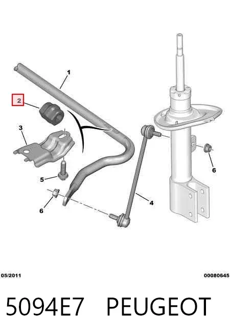Bucha de estabilizador dianteiro 5094E7 Peugeot/Citroen