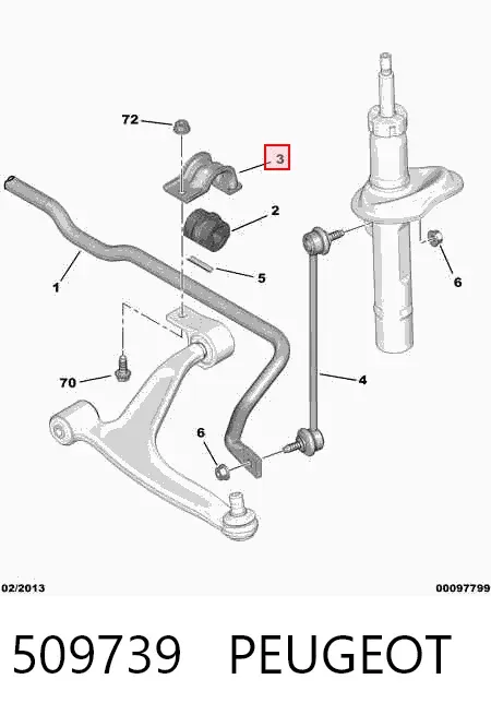 Braçadeira de fixação da bucha de estabilizador dianteiro 509739 Peugeot/Citroen