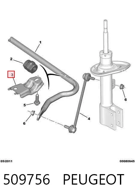 Braçadeira de fixação da bucha de estabilizador dianteiro 509756 Peugeot/Citroen