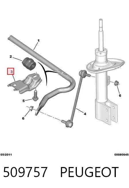 Braçadeira de fixação da bucha de estabilizador dianteiro 509757 Peugeot/Citroen