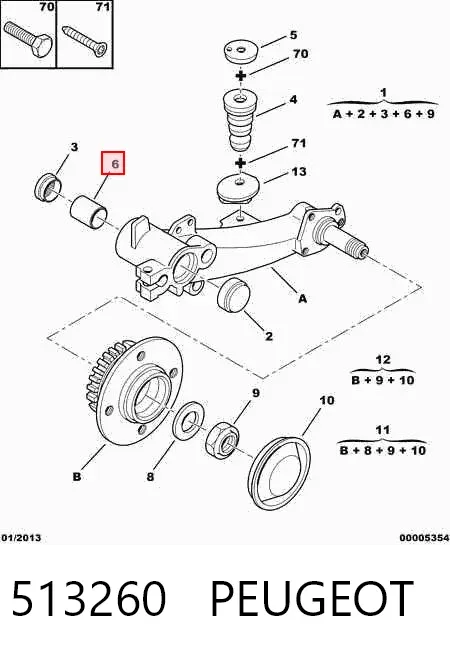 Bloco silencioso do braço oscilante inferior traseiro longitudinal 513260 Peugeot/Citroen