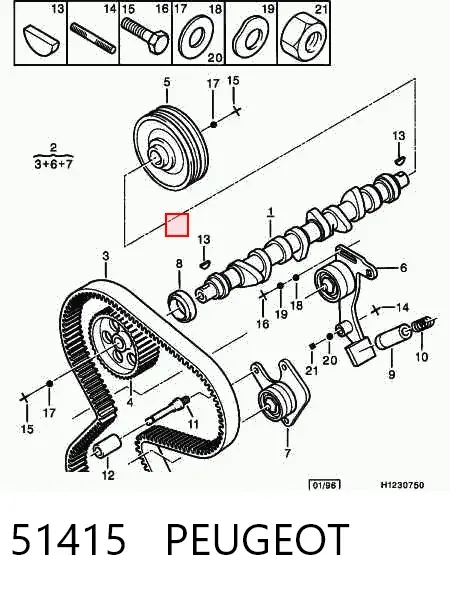 Vedação da árvore distribuidora de motor 51415 Peugeot/Citroen