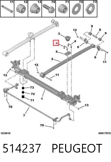 Estribo da suspensão de lâminas 514237 Peugeot/Citroen