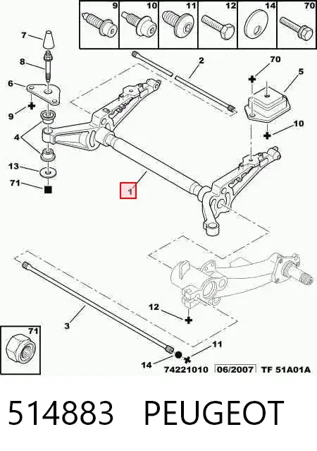 Viga de suspensão traseira (plataforma veicular) Peugeot Partner I