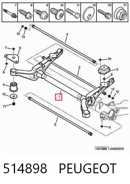 Viga de suspensão traseira (plataforma veicular) 514898 Peugeot/Citroen
