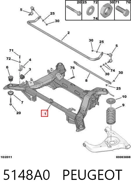 Viga de suspensão traseira (plataforma veicular) Peugeot 607 9D, 9U