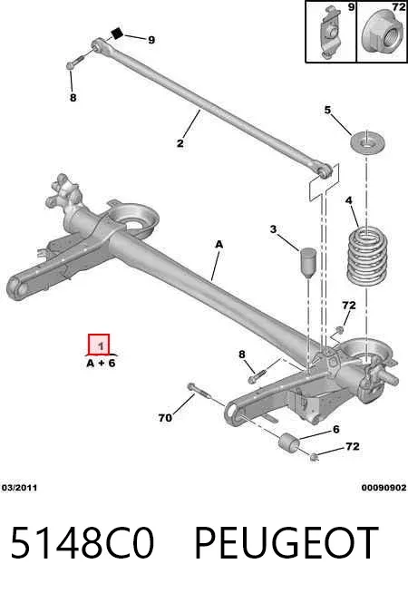 Viga de suspensão traseira (plataforma veicular) 5148C0 Peugeot/Citroen