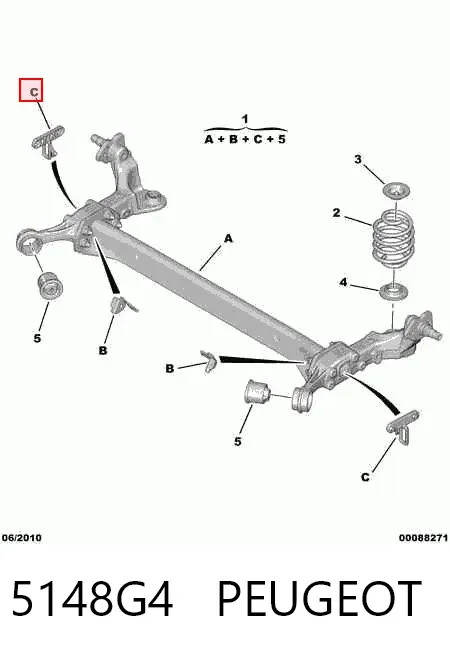 Viga de suspensão traseira (plataforma veicular) 5148G4 Peugeot/Citroen