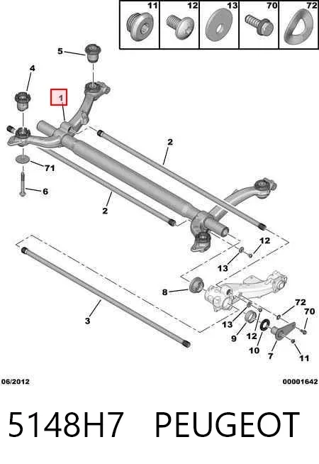 Viga de suspensão traseira (plataforma veicular) 5148H7 Peugeot/Citroen