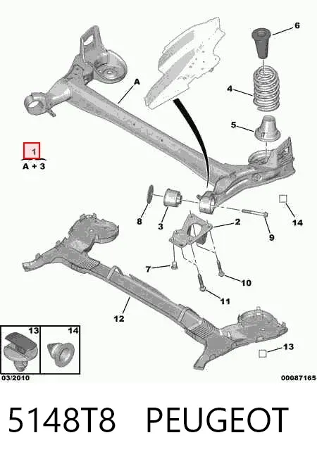 Viga de suspensão traseira (plataforma veicular) 5148T8 Peugeot/Citroen