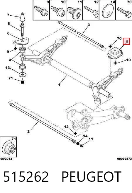 Coxim de viga traseira 515262 Peugeot/Citroen
