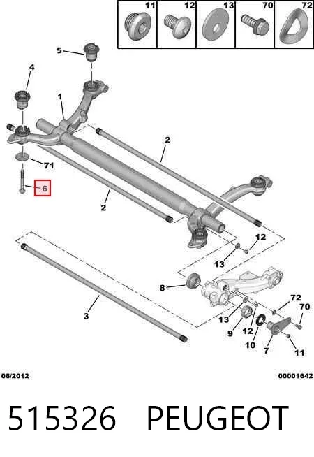 Parafuso de fixação de viga traseira (de plataforma veicular) 515326 Peugeot/Citroen