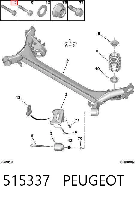 Parafuso de fixação de viga traseira (de plataforma veicular) 515337 Peugeot/Citroen