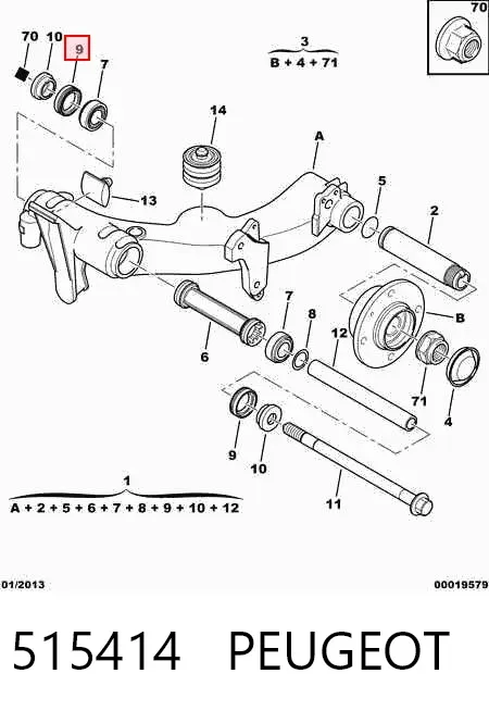 Bucim de cubo traseiro 515414 Peugeot/Citroen