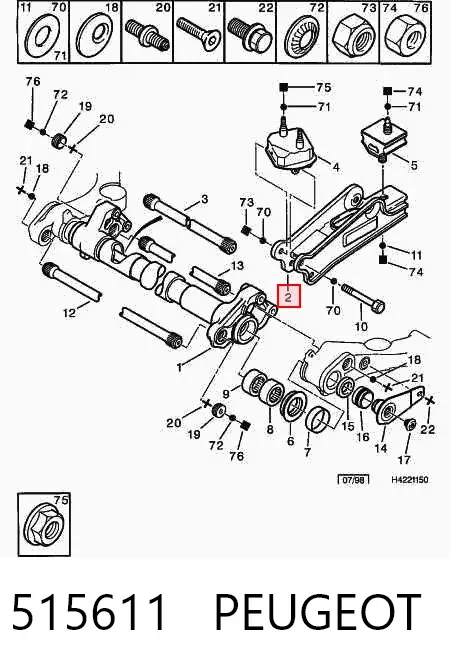 Consola de viga traseira 515611 Peugeot/Citroen