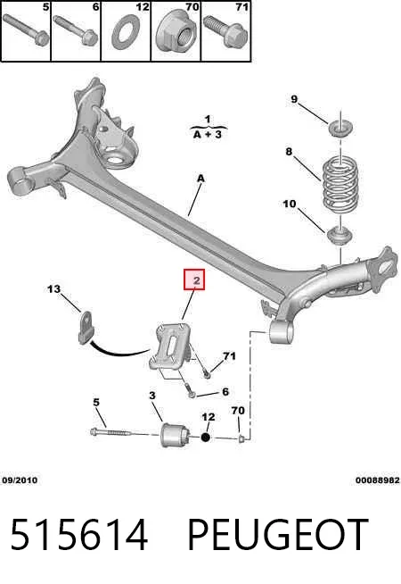 Consola de viga traseira 515614 Peugeot/Citroen