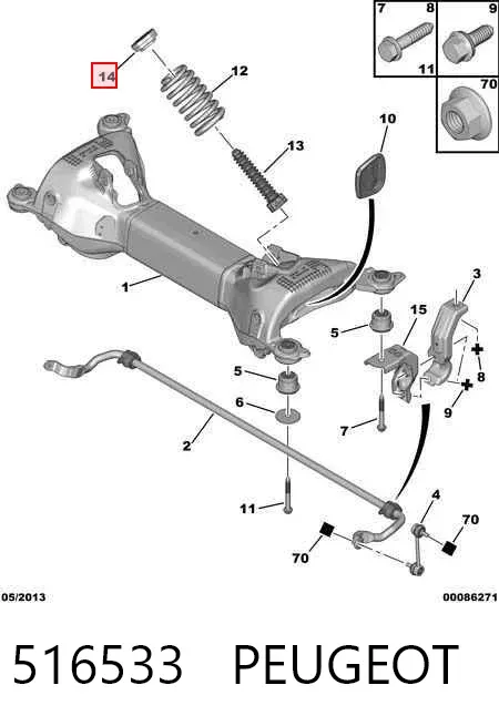 Disco superior metálico de mola traseira 516533 Peugeot/Citroen