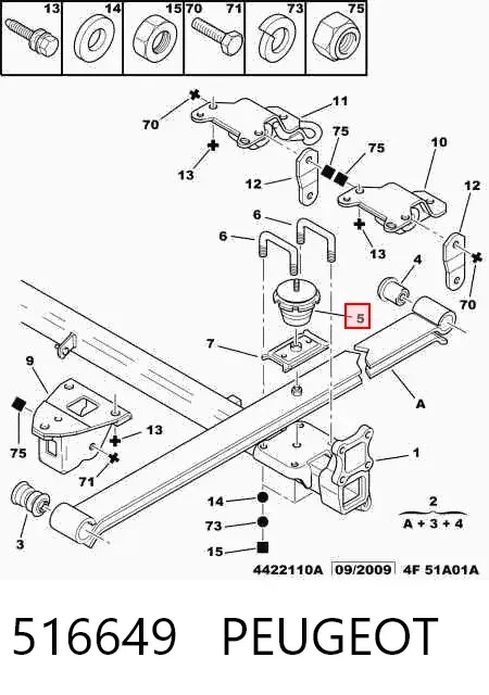 Pára-choque (grade de proteção) de amortecedor traseiro + bota de proteção Citroen Jumper 230L