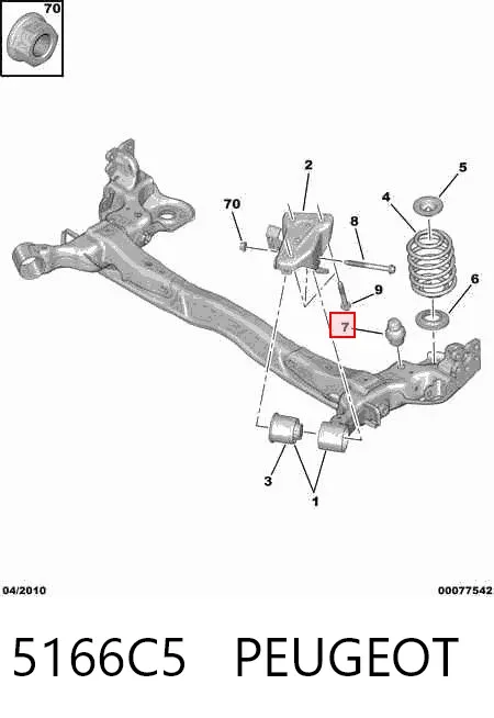Pára-choque (grade de proteção) de amortecedor traseiro + bota de proteção 5166C5 Peugeot/Citroen
