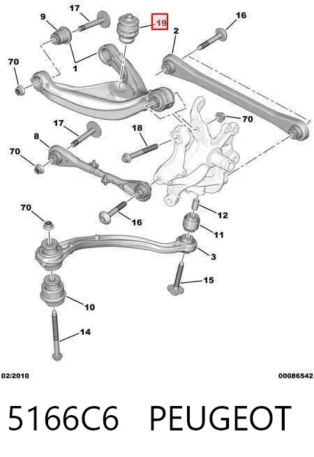 Pára-choque (grade de proteção) de amortecedor traseiro 5166C6 Peugeot/Citroen