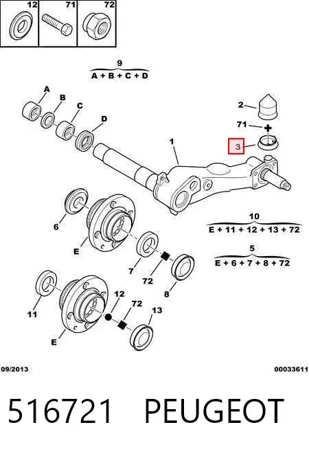 Taça (arruela) de grade de proteção traseira 516721 Peugeot/Citroen